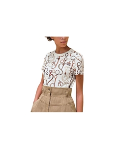 Футболка женская Hermes, белый / коричневый Hermès