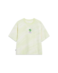 Футболка женская из коллекции Sports Life, бледно-фруктово-зеленая, с полным принтом Li-ning