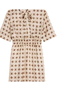 Платье женское с короткими рукавами, коричневый Celine