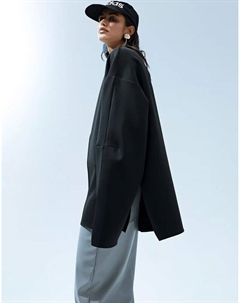 Черный свободный свитшот из неопрена с длинными рукавами и разрезом по бокам Asos