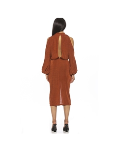 Женское платье миди с открытыми плечами Sem Mockneck, коричневый Alexia admor