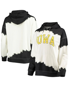 Женский пуловер с капюшоном Gameday Couture белого/черного цвета Iowa Hawkeyes For the Fun, окрашенный двойным погружением Unbranded