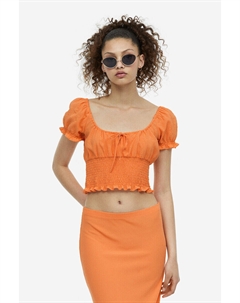 Блузка со сборками и пышными рукавами, оранжевый H&m