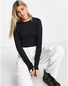 Черная приталенная рубашка с длинными рукавами и укороченным кроем Asos