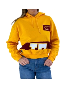 Женская укороченная толстовка с капюшоном и золотистым пуловером Washington Commanders Refried Apparel Unbranded