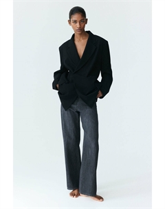 Мягкие прямые джинсы стандартного кроя с перьями, черный H&m