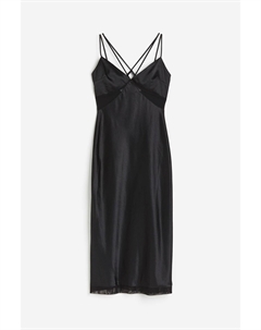 Платье Mesh-detail Satin Slip, черный H&m