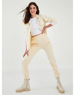 Женские спортивные штаны для бега с эластичной резинкой на талии и принтом слоганов, цвет кожи Xside