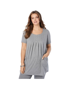Женская туника мягкого трикотажа с двумя карманами больших размеров Roaman, цвет Medium Heather Grey Roaman's