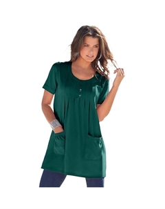 Женская туника мягкого трикотажа с двумя карманами больших размеров Roaman, цвет Emerald Green Roaman's