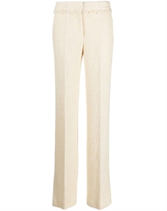 Брюки строгого кроя со складками и бахромой, нейтральный Del core