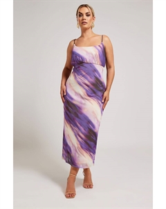 Платье колонна с абстрактным омбре сеткой, фиолетовый Yours curve