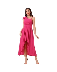 Женское повседневное летнее плиссированное струящееся платье без рукавов с неровным краем на тонких бретельках, цвет Hot Pink Allegra k
