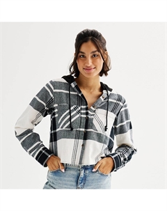 Рубашка на пуговицах с капюшоном для юниоров, цвет Black White Plaid So