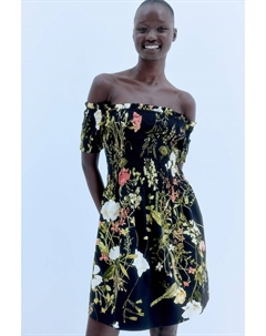 Присборенное платье с открытыми плечами, черный H&m