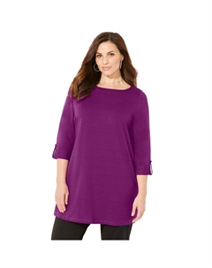 Женская туника больших размеров Caterinas Petite Suprema с вырезом-лодочкой и топом-туникой больших размеров, цвет Berry Pink Catherine's