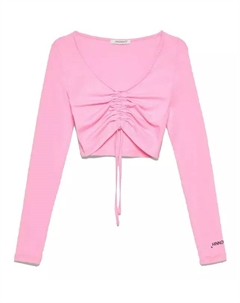 Шикарный розовый топ из хлопка в рубчик с узлом Hinnominate