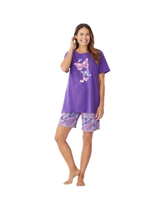 Женская трикотажная короткая пижама больших размеров, цвет Plum Burst Floral Dreams & co.