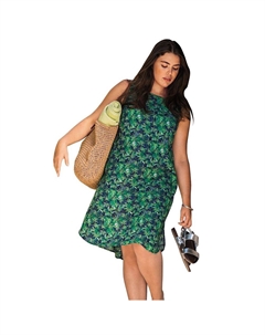 Женское платье прямого кроя без рукавов больших размеров, цвет Navy Palm Print Ellos