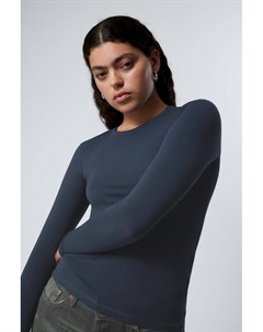 Узкий топ с длинными рукавами, синий Weekday