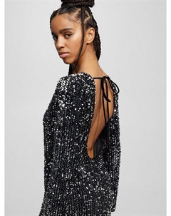 Платье Dress, черный/серебристый Pull & bear