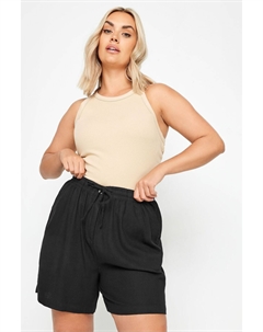 Y натуральные коричневые льняные шорты, черный Yours curve