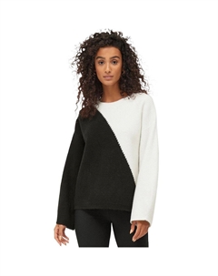 Женский пуловер с цветными блоками больших размеров, свитер больших размеров, цвет White Black Ellos