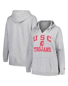 Женский пуловер Heather Grey USC Trojans большого размера с вырезом в форме сердца и души, цвет Usc Grey Champion