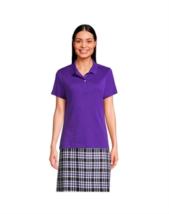 Женская рубашка поло с короткими рукавами и интерлоком в школьной форме Lands End, цвет Deep Purple Lands' end