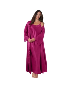 Роскошный женский длинный атласный халат, цвет Pomegranate Amoureuse