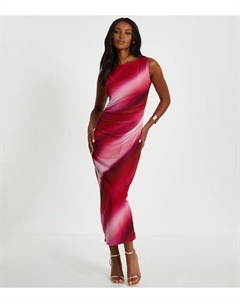 Темно-розовое сетчатое платье миди , темно-розовый Quiz