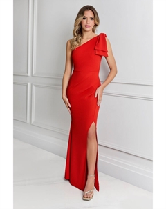 Платье макси на одно плечо с бантом и разрезом, красный Sistaglam