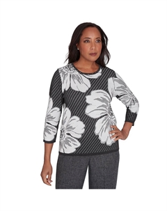 Женский свитер с цветочным принтом, цвет Charcoal Alfred dunner