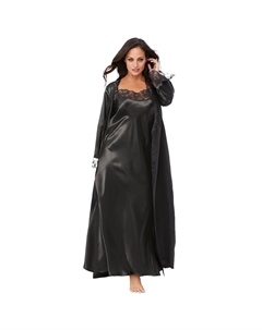 Роскошный женский длинный атласный халат, черный Amoureuse