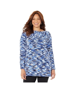 Женский синельный пуловер-туника-свитер больших размеров, цвет Blue Space Dye Catherine's