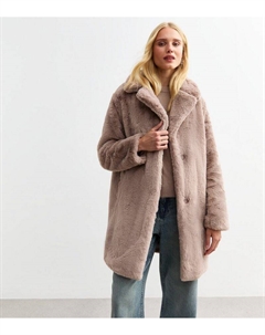 Шуба из искусственного меха, светло-коричневый New look