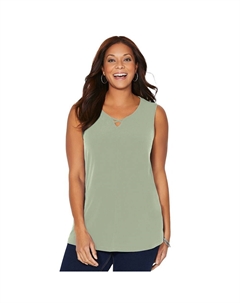 Женская вневременная туника-майка с перекрещенными перекрещивающимися ушками и бретельками-майкой Caterinas больших размеров, цвет Clover Green Catherine's