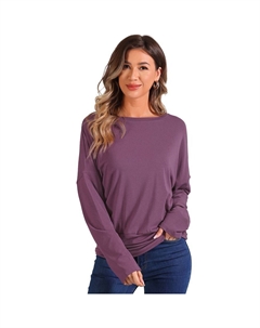 Повседневные вязаные топы с длинными рукавами для женщин, свободный пуловер с заниженными плечами, рубашка, блузка, цвет Plum Purple Allegra k