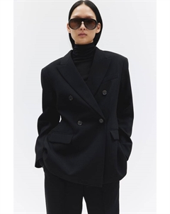 Двубортный пиджак в форме песочных часов, черный H&m