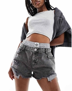 Черные двухслойные джинсовые шорты-боксеры The couture club