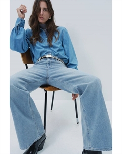 Широкие высокие джинсы, синий H&m