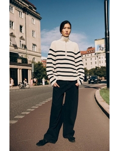 Свитер ребристой вязки на молнии, бежевый H&m