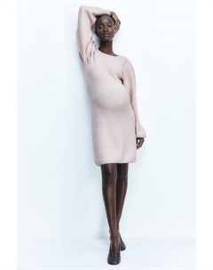 Платье Mama в рубчик с объемными рукавами, розовый H&m