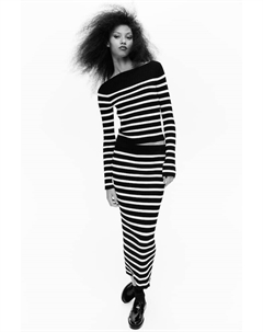 Юбка рельефной вязки, черный H&m