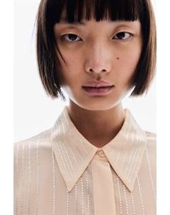 Блузка с декором из стразов, бежевый H&m