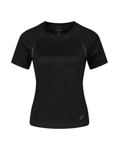 Топ облегченный показ короткий рукав беговой топ азиатские размеры, черный Asics