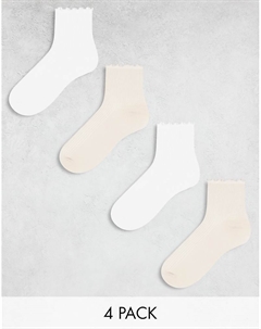 Набор из 4 разноцветных носков с салатовыми краями Lindex