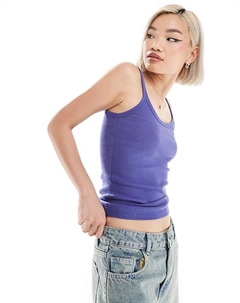 Закрытый приталенный топ, синий, я стираю Weekday