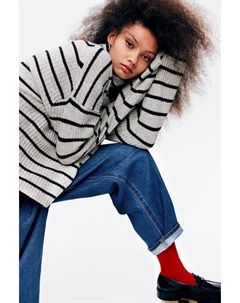 Свитер с высоким воротником оверсайз, бежевый H&m