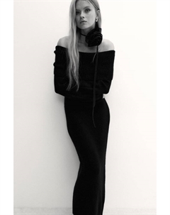 Платье тонкой вязки с открытыми плечами, черный H&m